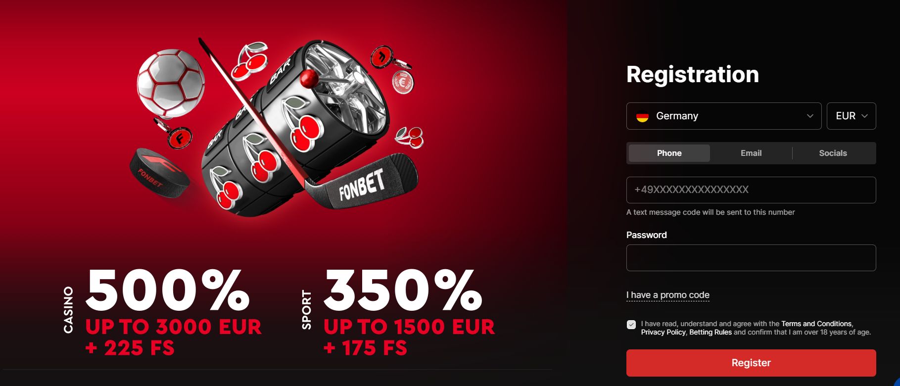 registration on Fonbet